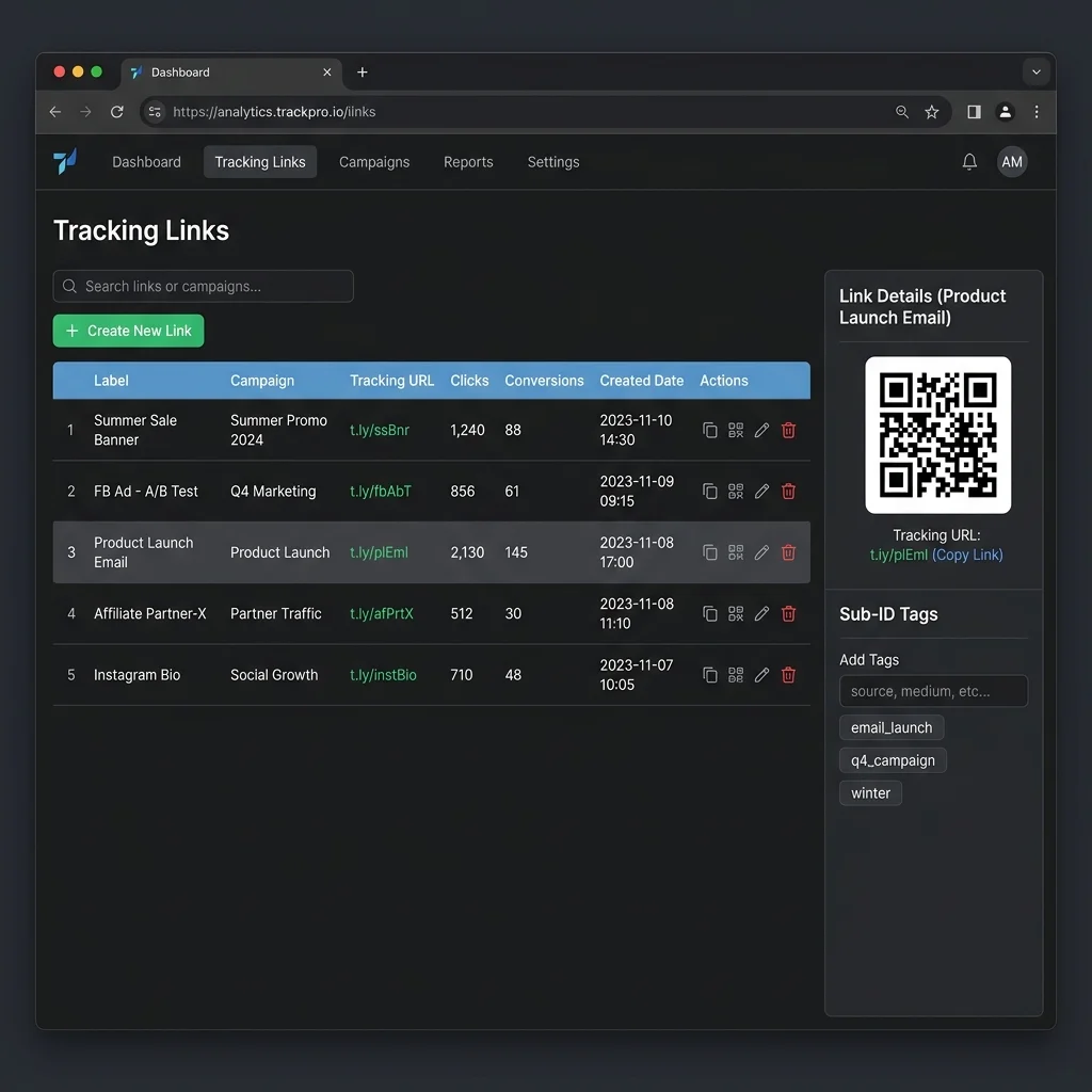 Tracking Link Manager