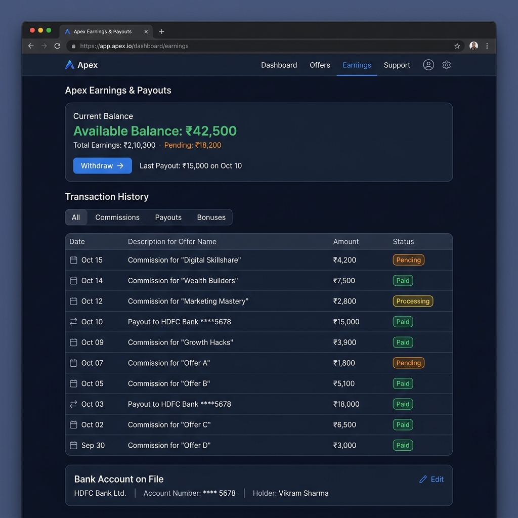 Earnings & Payouts Screen